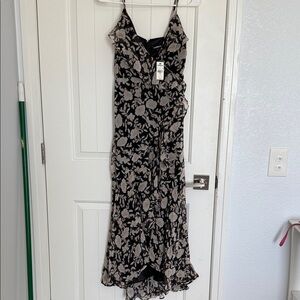 Express Black and Cream Floral High Low Dress NWT